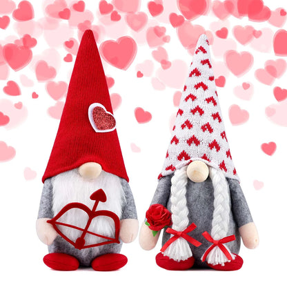 Valentines Day Decor 2Pcs Valentine Gnomes Plush Valentines Day Decoration Valentines Home Table Decor Scandinavian Tomte Elf Gnomes Ornaments Sweet Valentines Day Gifts for Him Her